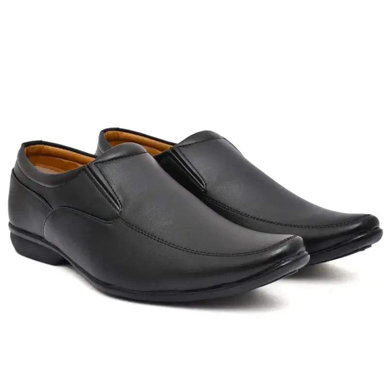 Black Ekom men's formal moccasin shoes with a sleek design, perfect for office wear and stylish men's footwear.