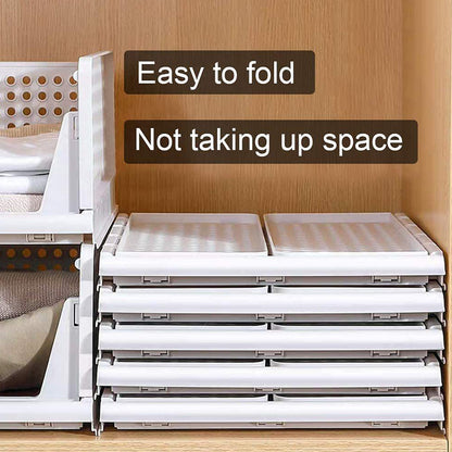 Wukusy 7731 4-layer plastic clothes organizer drawer for wardrobe, foldable, stackable, multi-purpose closet storage solution