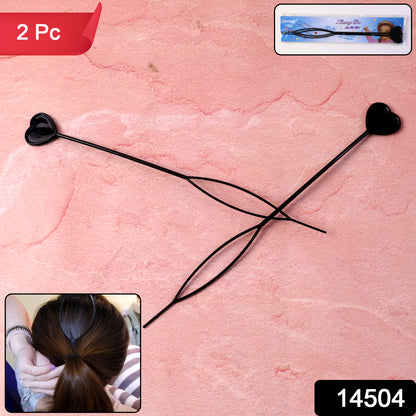 Pair of heart-shaped hairpins from Wukusy, stylish accessories for hair styling and decoration, two-piece set.