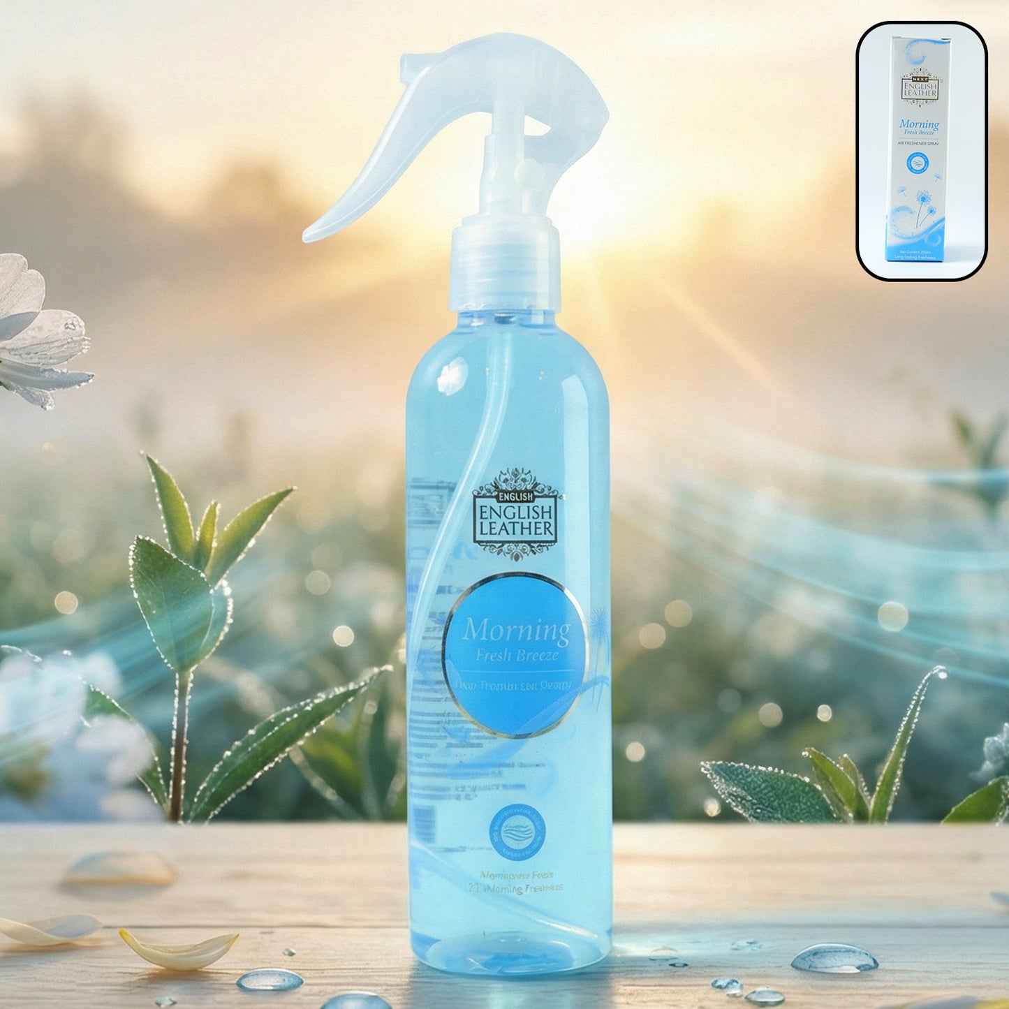 Next Premium Morning Fresh Breeze air freshener spray by Wukusy in 250ml bottle releasing a fresh, clean scent.