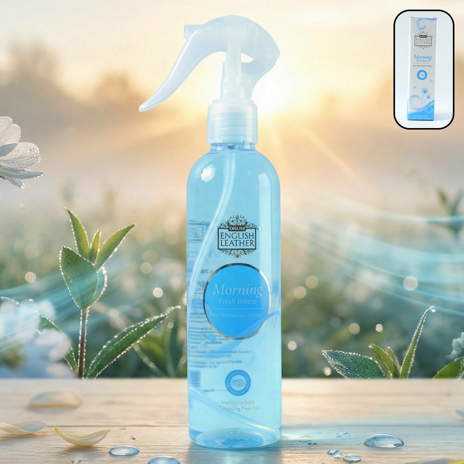 Next Premium Morning Fresh Breeze air freshener spray by Wukusy in 250ml bottle releasing a fresh, clean scent.