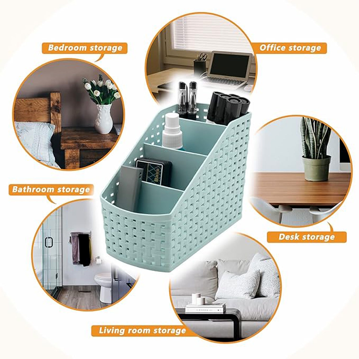Wukusy Apex multi-purpose storage basket organizer with woven design, ideal for home or office organization.