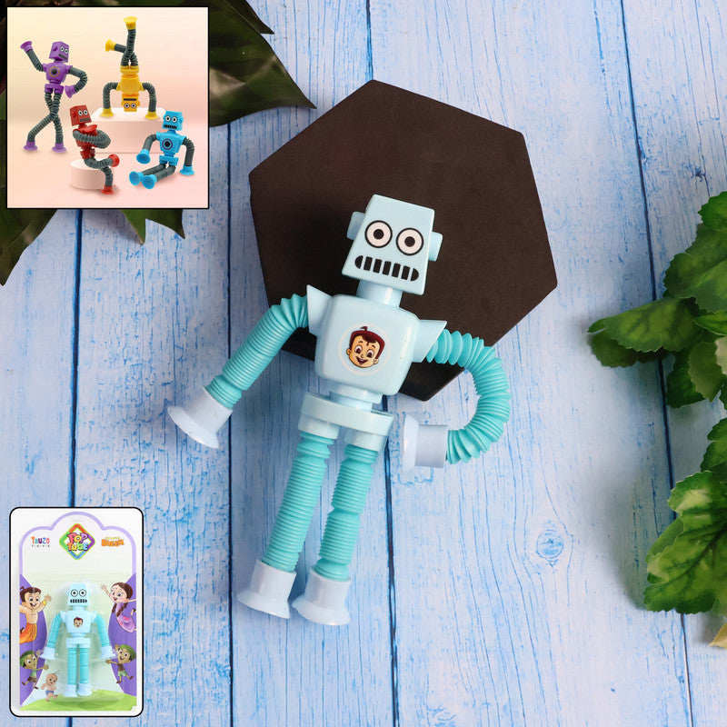 Flexible robot-shaped magic spring toy by Wukusy, showing the colorful, bendable plastic robot figure in a playful pose.