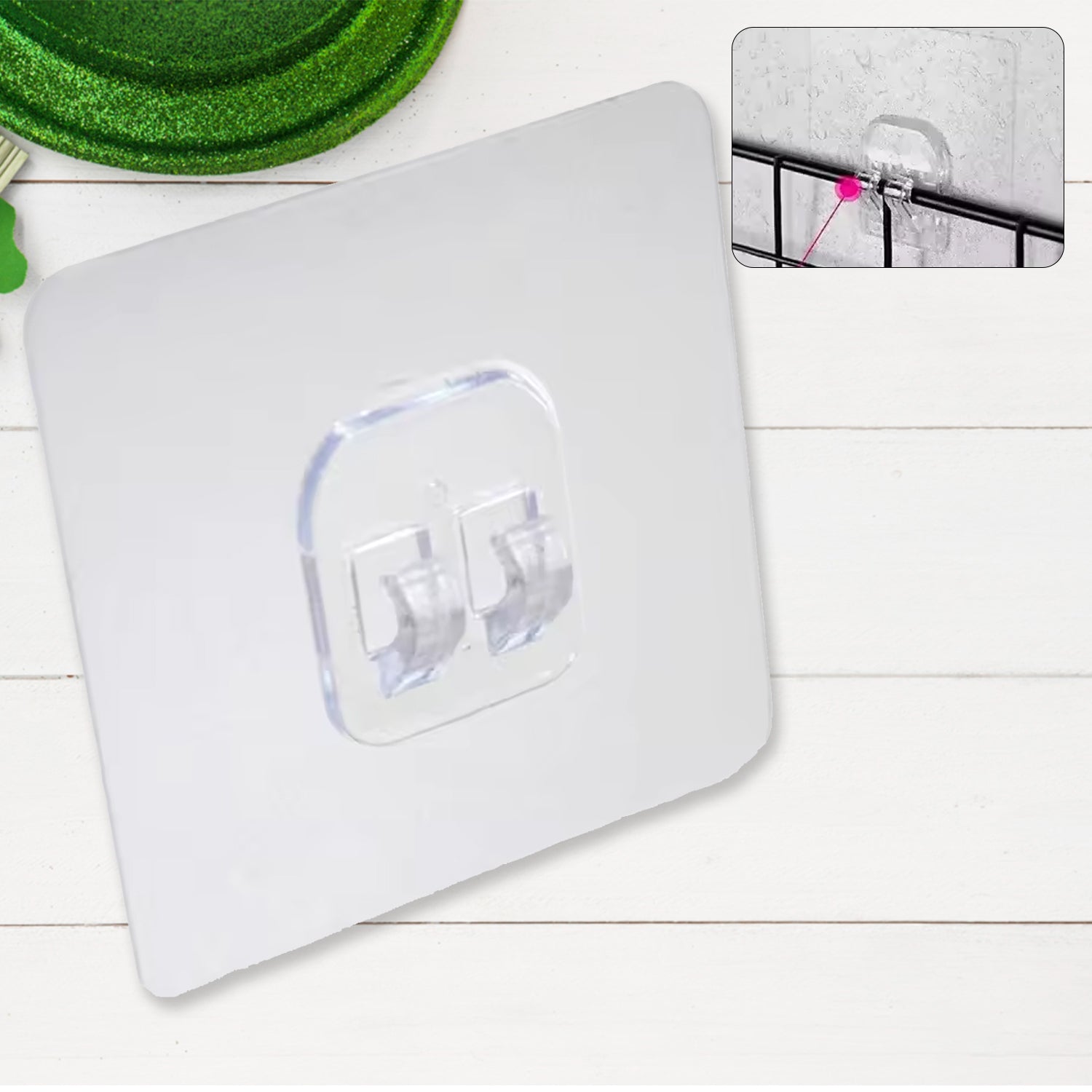 Wukusy transparent self-adhesive wall hook for bathroom and kitchen, waterproof, no nails, seamless installation, suitable for home use