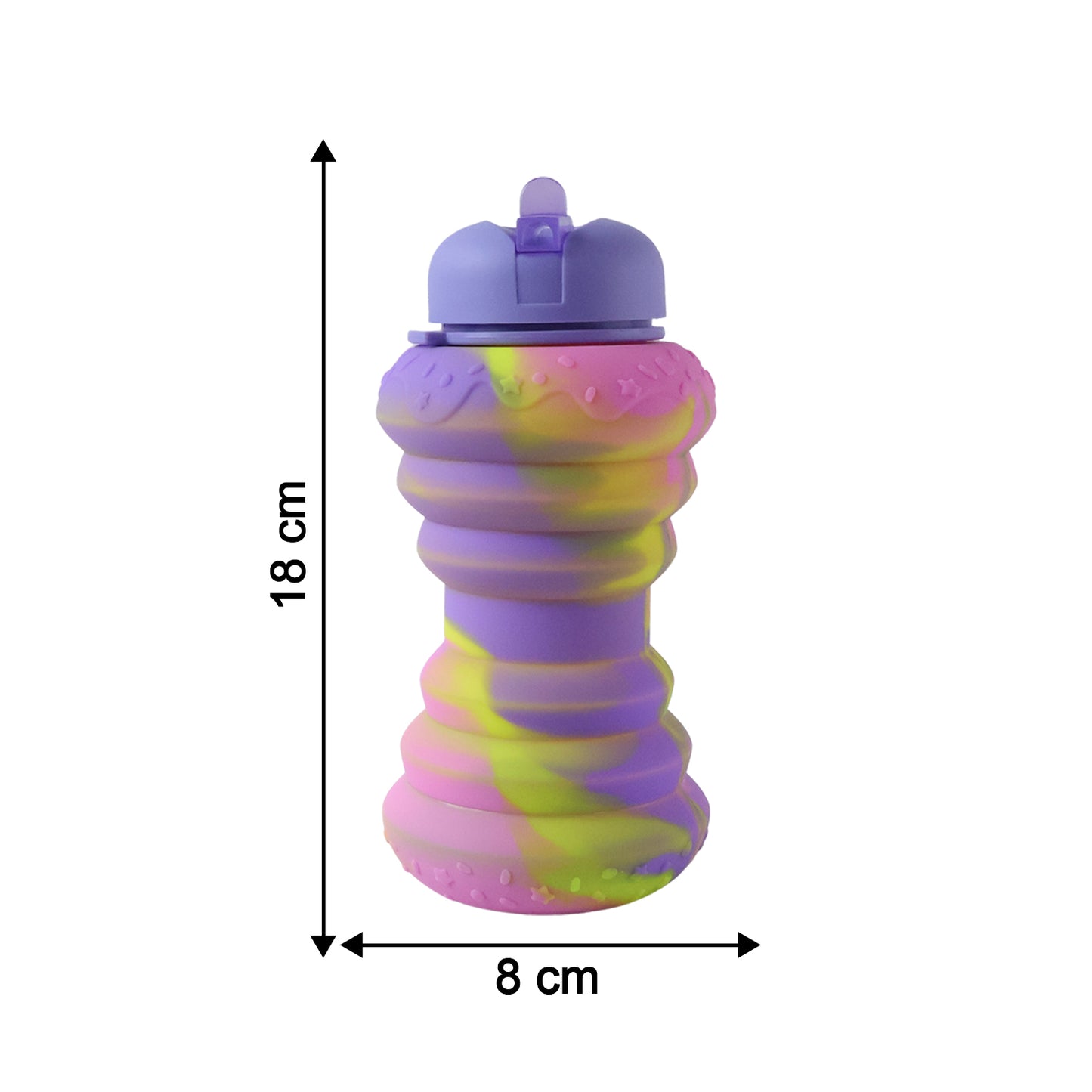 Wukusy silicone collapsible sports water bottle, 600ml, foldable design, shown in compact form for easy storage and portability.