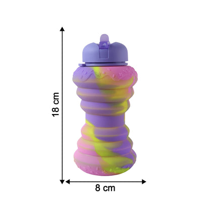 Wukusy silicone collapsible sports water bottle, 600ml, foldable design, shown in compact form for easy storage and portability.