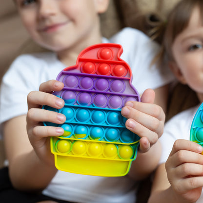 Wukusy Ice Cream Softy Fidget Toy with silicone push bubbles for stress relief, autism sensory toy, BPA-free pop it toy.