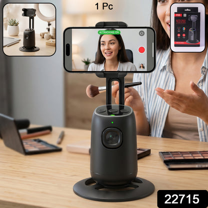 Wukusy Smart AI auto face tracking mobile holder showing a smartphone securely mounted with face detection sensors visible