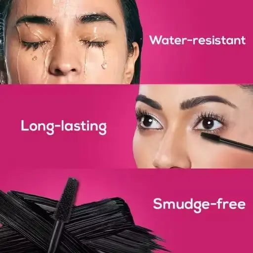 Ekom 2X Volume Mascara with curling, smudgeproof formula and long-lasting effect, shown in a sleek black tube.
