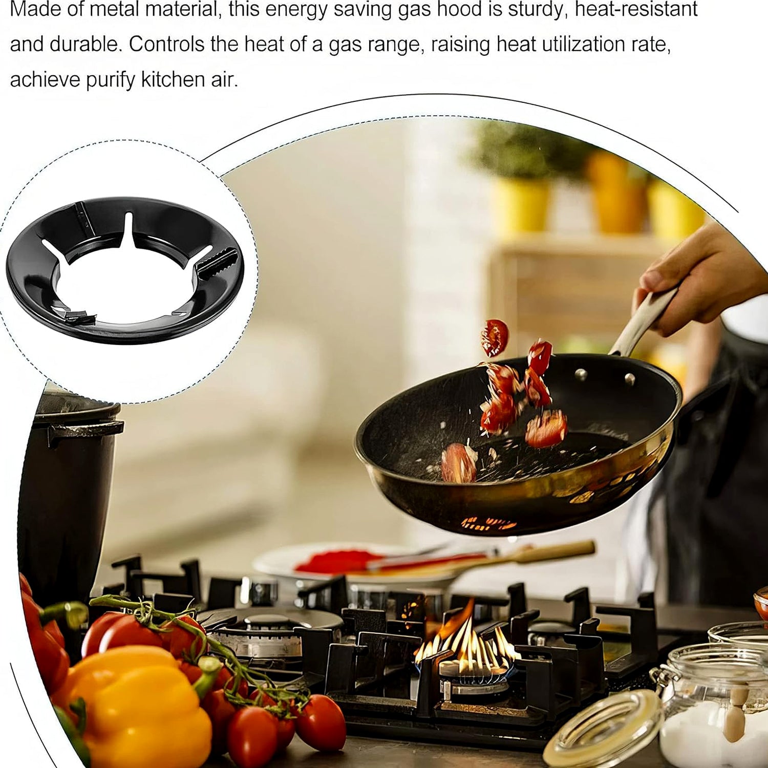 Wukusy gas stove flame protector ring, 25x25 cm, made of durable material, designed to shield stove burners from spills and stains.