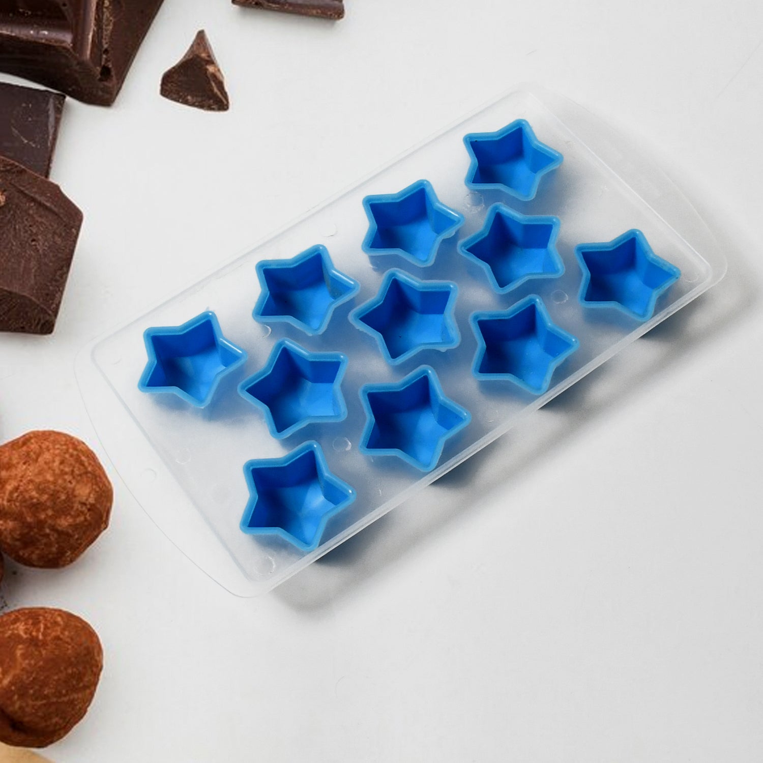 Wukusy silicone ice cube tray with colorful fruit-shaped molds for creative and fun ice cubes in home and kitchen use.