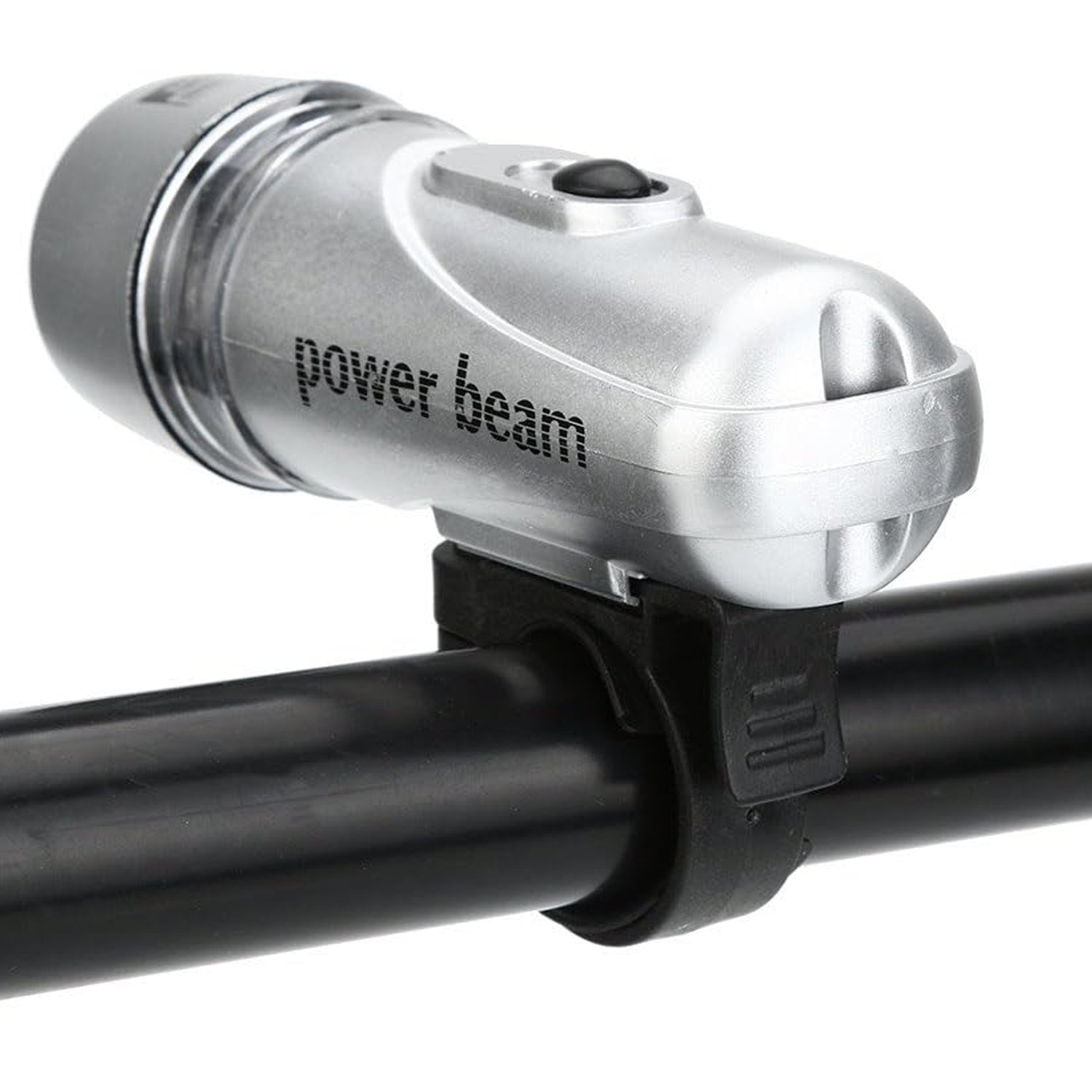 Wukusy Power Beam LED bicycle headlight mounted on a bike handlebar, bright front light for cycling safety and visibility.