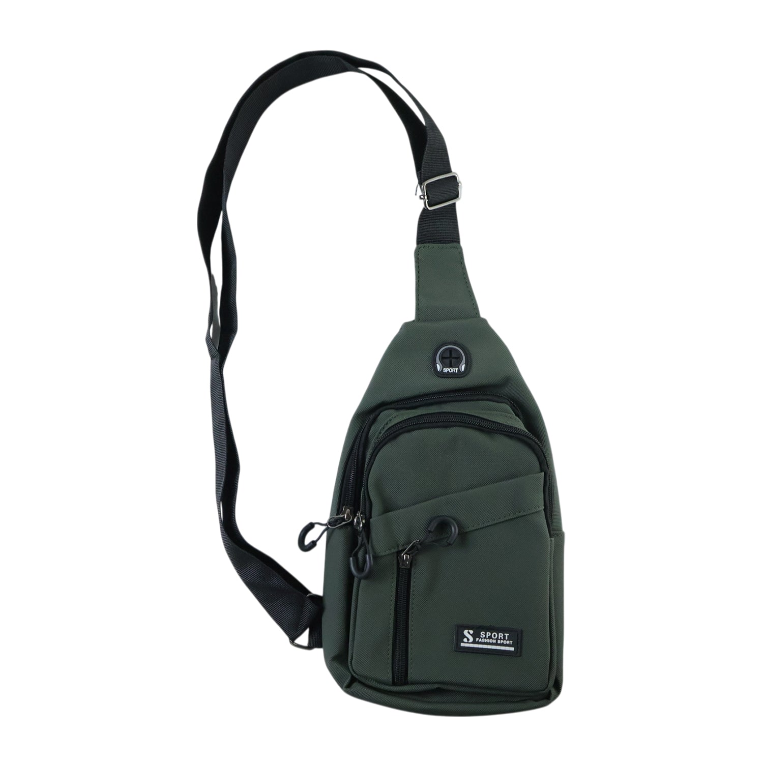 Wukusy durable waist bag with zipper and crossbody strap, black nylon sling bag shown with adjustable strap and multiple compartments