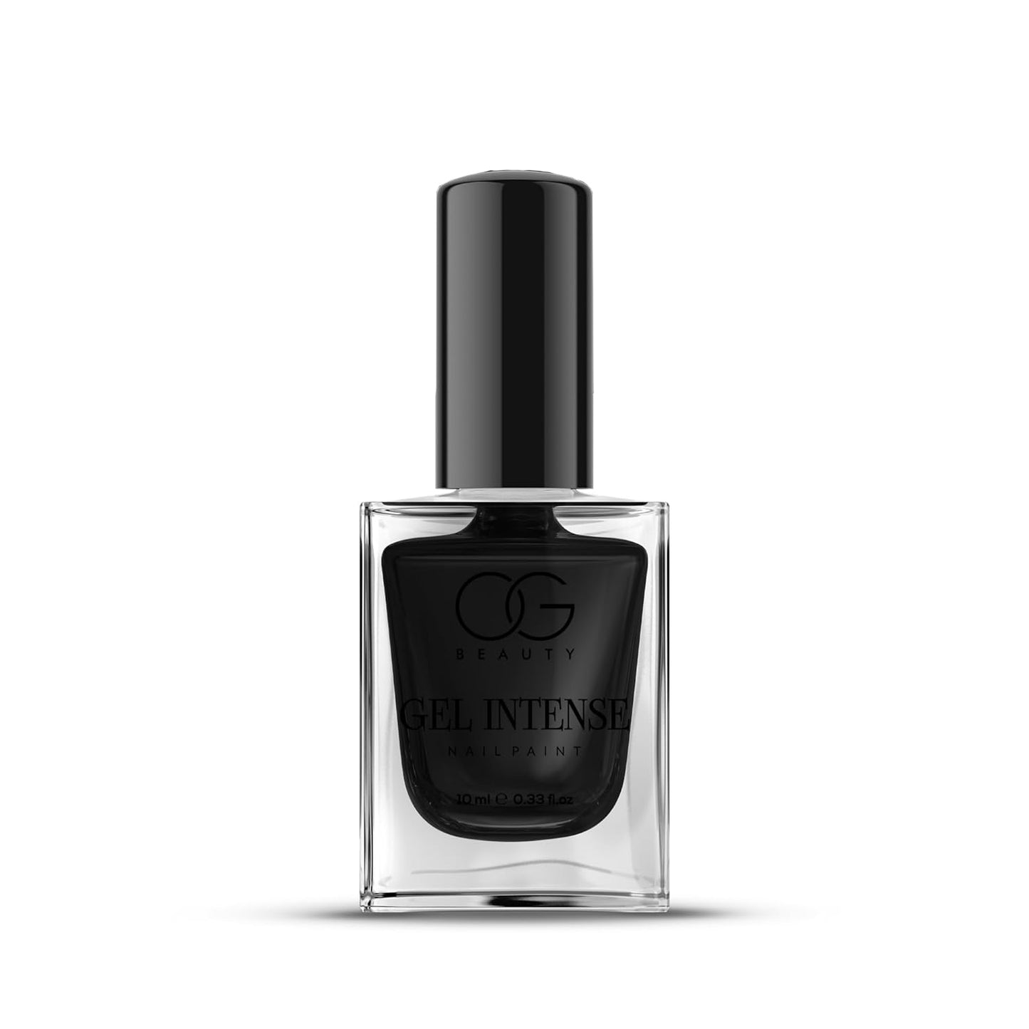 Wukusy Og Beauty Black Beauty Gel Intense Nail Polish bottle, 10 ml, with sleek black packaging and brush visible.