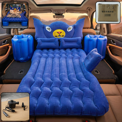 Wukusy inflatable car bed set with lion head pillow and cushions for comfortable travel sleeping inside a vehicle