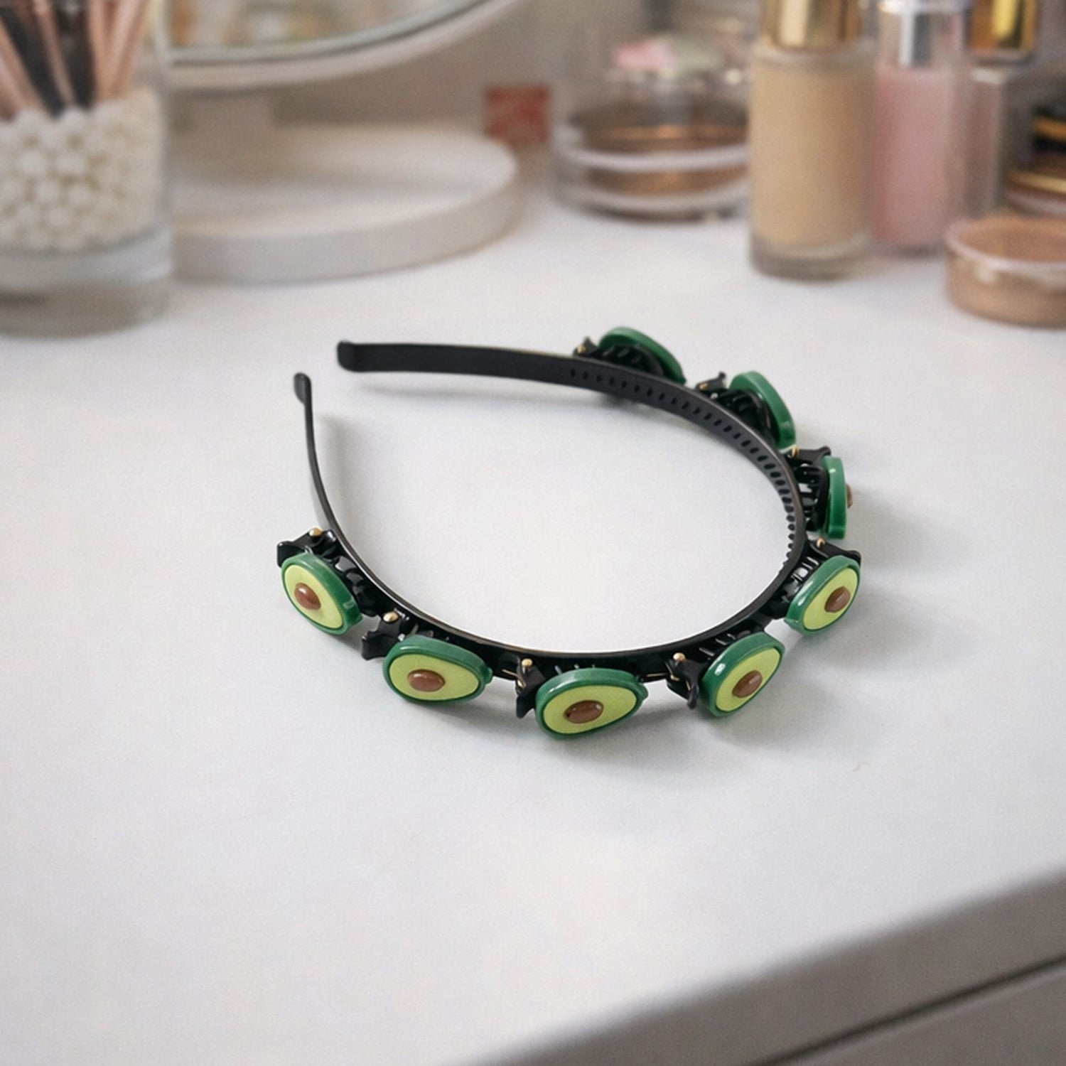 Wukusy decorative hair band with cute fruit design, featuring colorful fruit motifs on a stylish hair accessory.