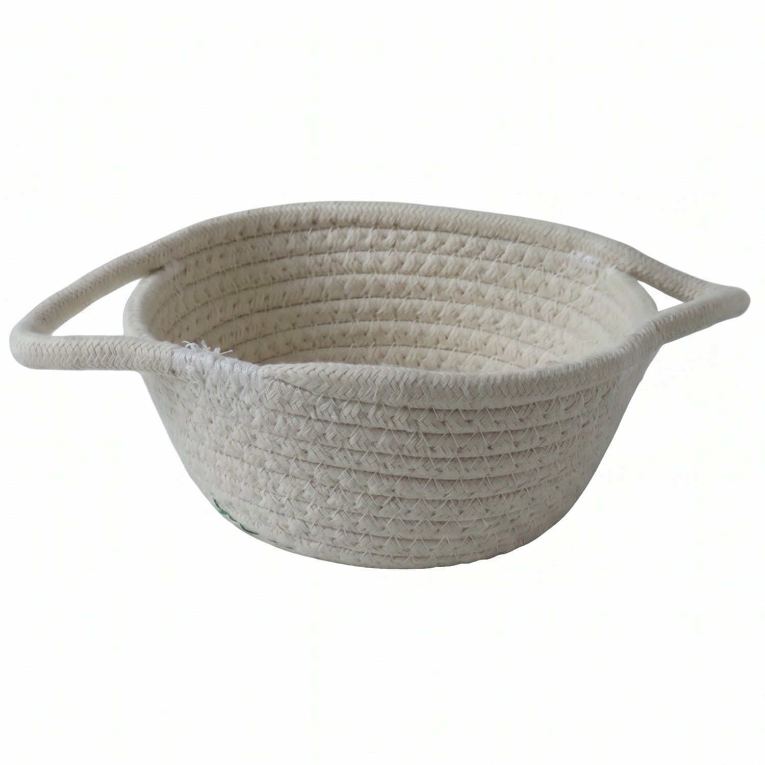 Wukusy cotton rope woven storage basket with handles, ideal for toys and organization, shown in natural beige color.