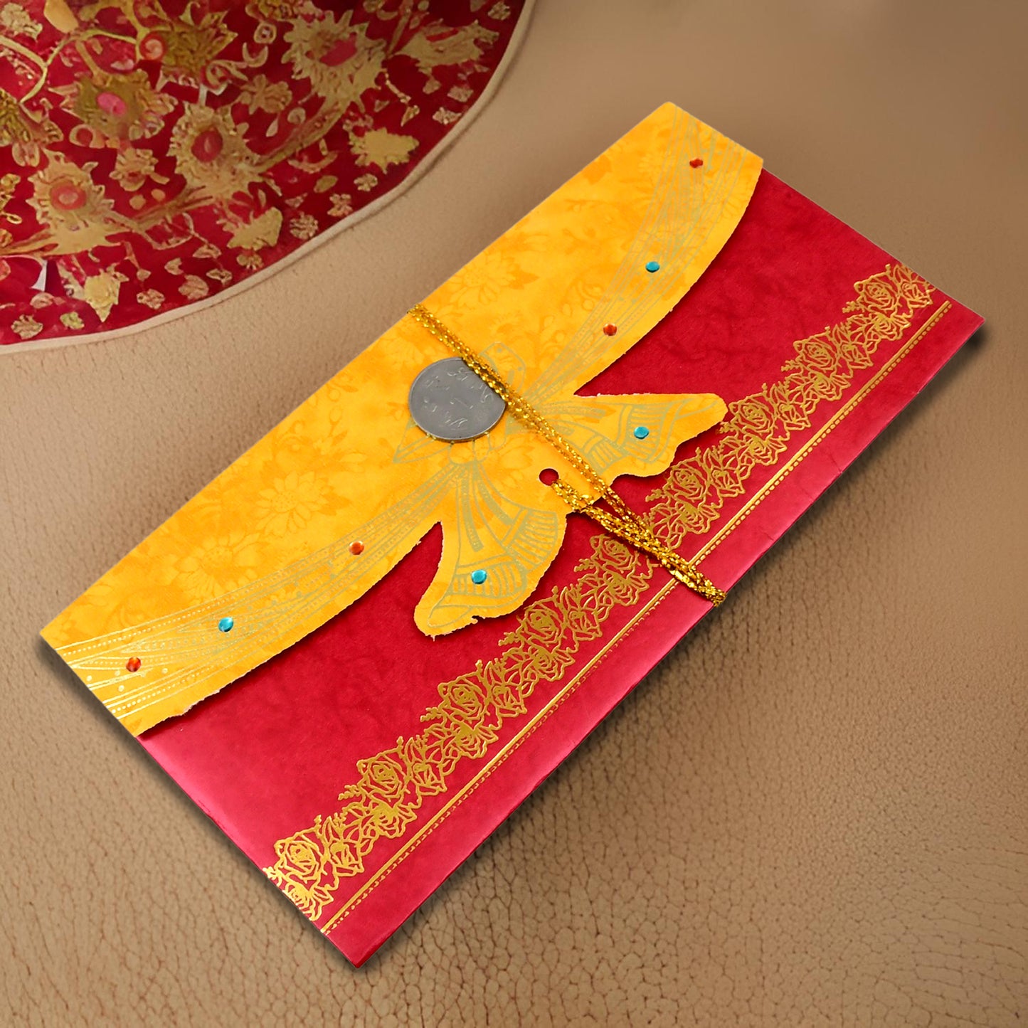 Multicolored wedding gift card cover by Wukusy, designed for home improvement presents, featuring vibrant decorative patterns.