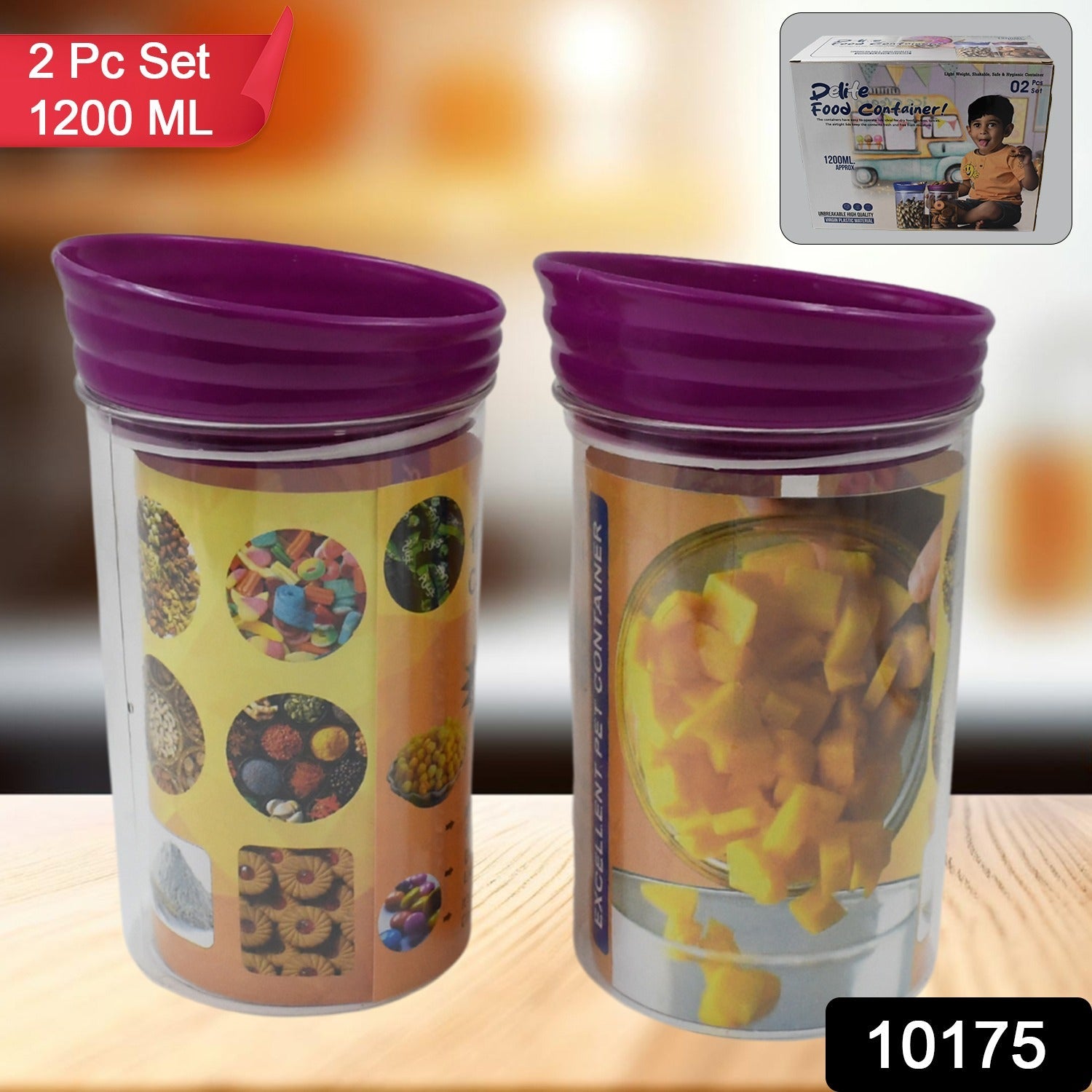 Wukusy plastic premium kitchen food containers set with two 1200ml containers for storing leftovers and meal prep.