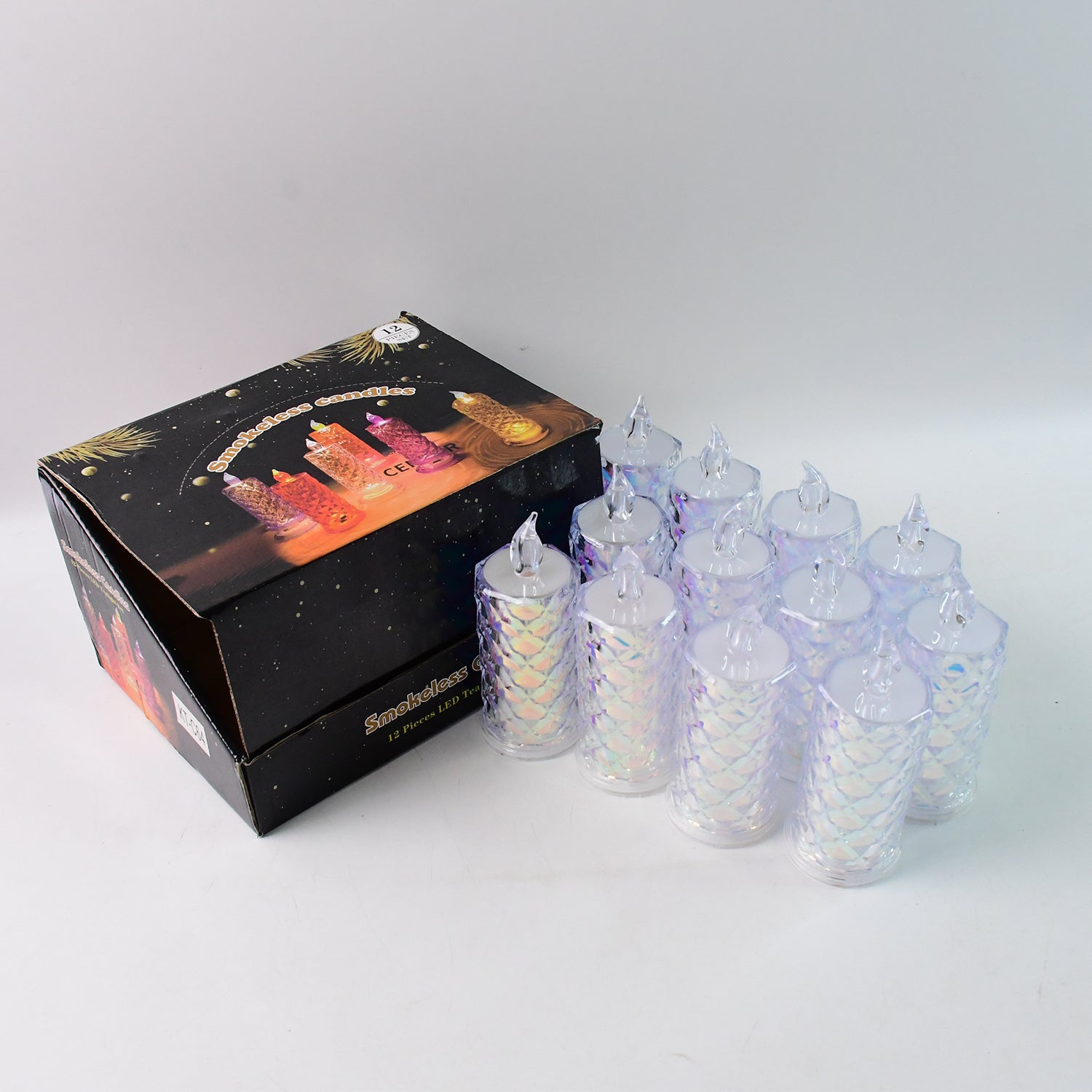 Set of 12 smokeless LED candles from Wukusy, ideal for home decor with realistic flickering flame effect.