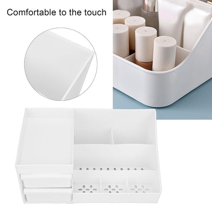 Large capacity desktop cosmetic storage box in mixed colors by Wukusy, with multiple compartments for organizing makeup and beauty tools.