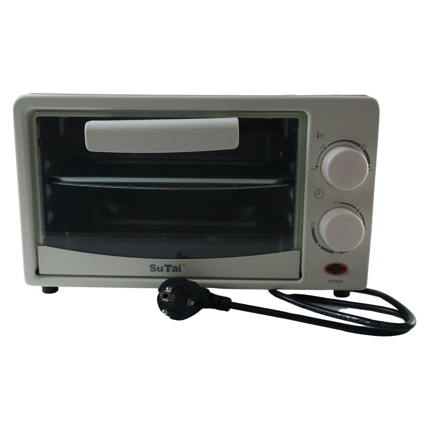 Wukusy 12L electric mini OTG oven with toaster and grill functions, compact 600W baking appliance in black and silver finish