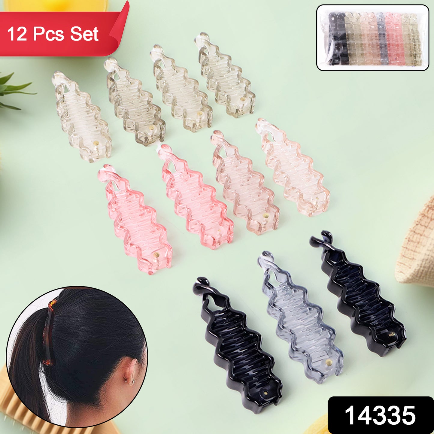 Set of 12 colorful Wukusy plastic hair claw clips, strong and versatile hair accessories for secure styling.