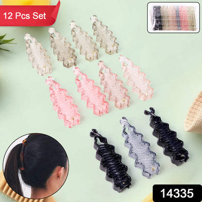 Set of 12 colorful Wukusy plastic hair claw clips, strong and versatile hair accessories for secure styling.
