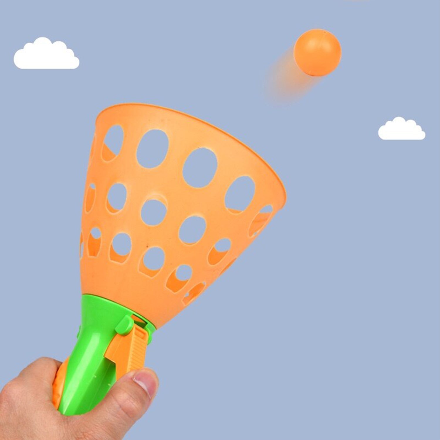 Wukusy Catapult Butt Ball toy for kids, colorful plastic toy used for playful entertainment and outdoor fun.