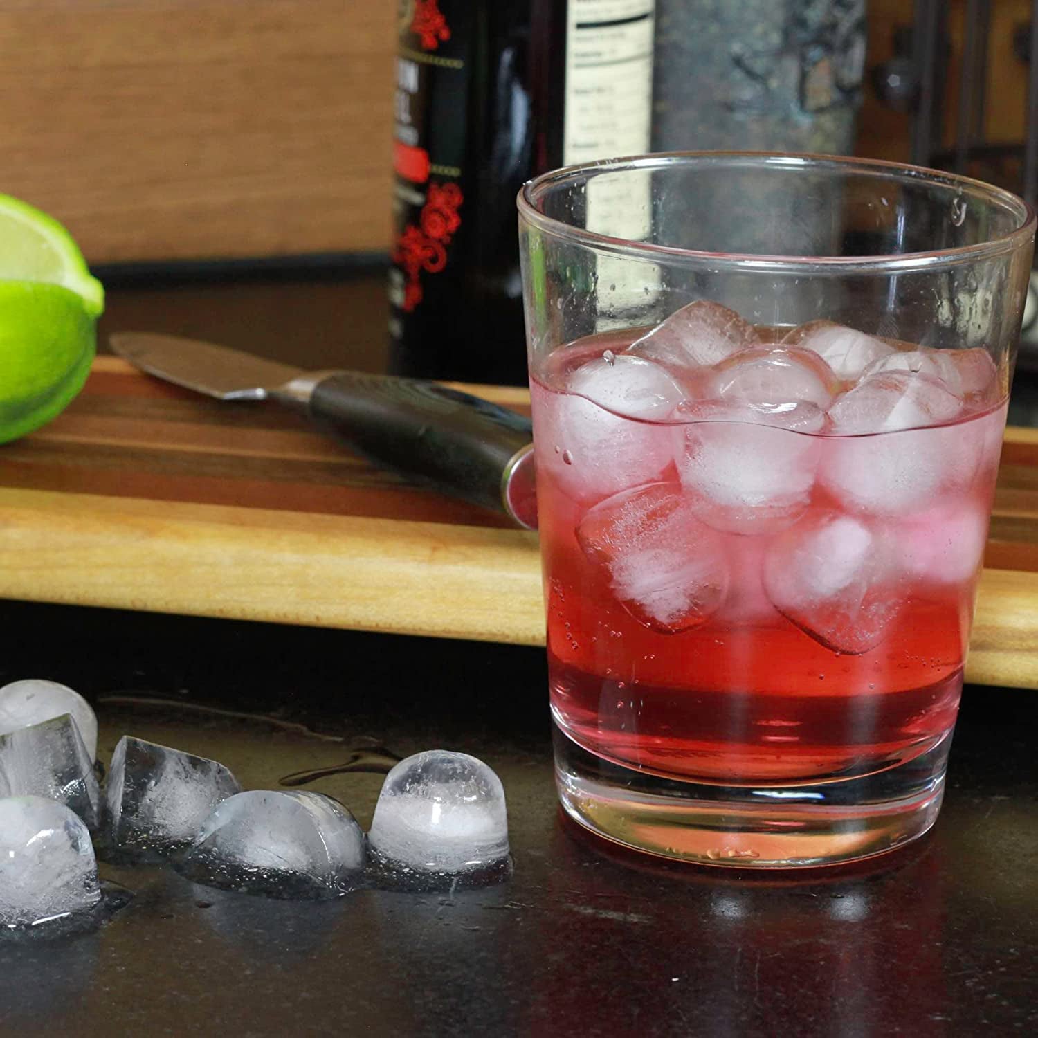 Wukusy 5353 Smart Push Pop Out round silicone ice cube tray with flexible bottom for making mini ice cubes and chocolate molds.