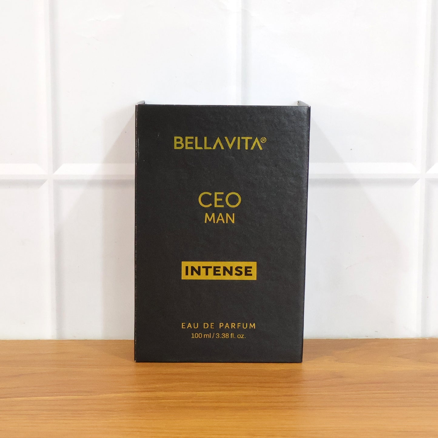 Bellavita Premium CEO Man Intense Eau de Perfume bottle by Wukusy, showcasing the 100ml sleek, elegant perfume design.