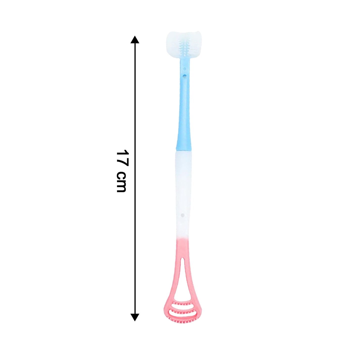 Wukusy 2-in-1 baby tongue cleaner and oral massager stick with soft silicone brush head for gentle oral care.