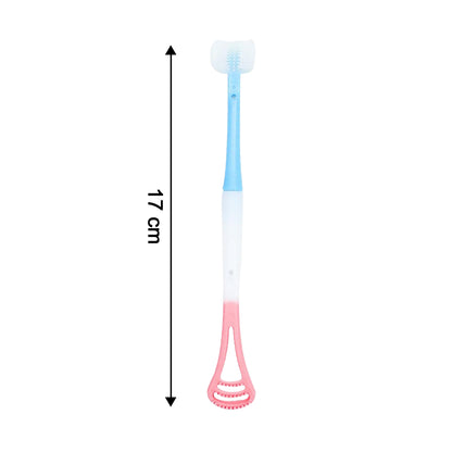 Wukusy 2-in-1 baby tongue cleaner and oral massager stick with soft silicone brush head for gentle oral care.