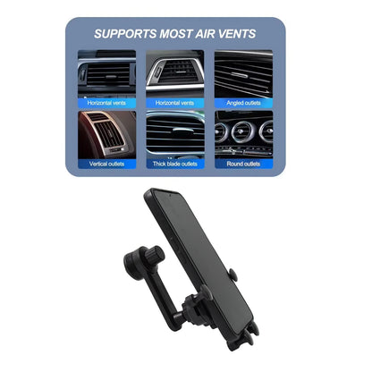 Wukusy 360-degree car mobile phone holder mounted on car dashboard, adjustable in-car phone mount for convenient use.
