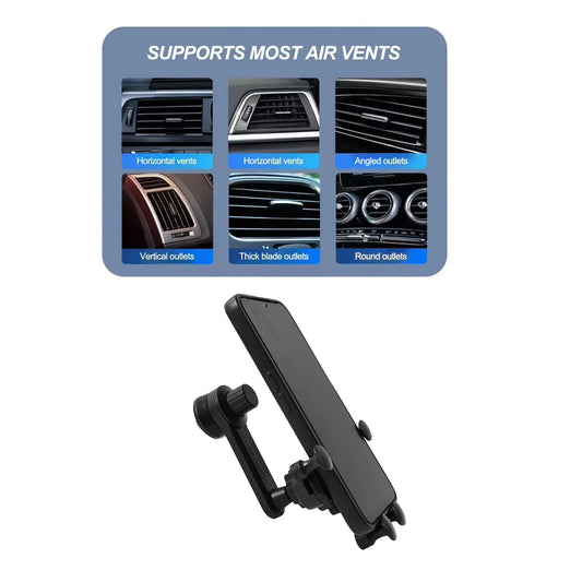 Wukusy 360-degree car mobile phone holder mounted on car dashboard, adjustable in-car phone mount for convenient use.