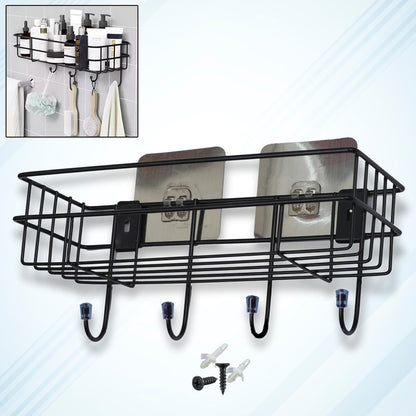 Wukusy 9009 3-in-1 shower shelf rack with multiple compartments for storing household items in the bathroom.