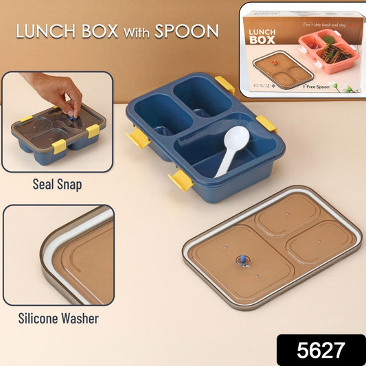 Wukusy plastic lunch box for kids with three compartments, insulated tiffin box suitable for boys, girls, school, and office use