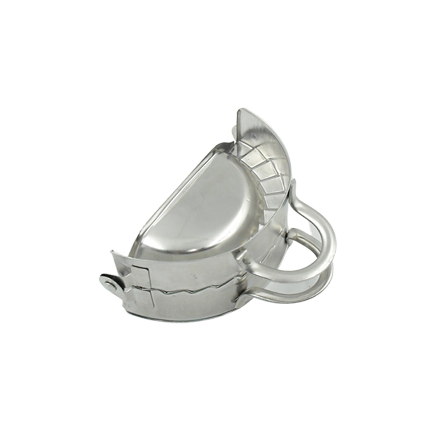 Stainless steel dumpling mold by Wukusy, durable and rust-resistant, used for shaping homemade dumplings easily.