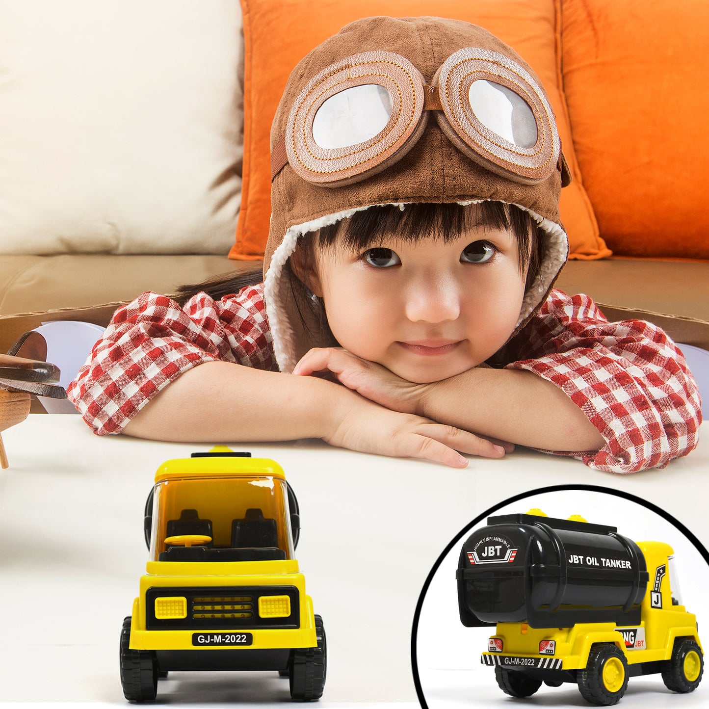 Wukusy 4484 heavy-duty water tanker toy truck for kids, friction-powered with engine sound, unbreakable plastic, large size.