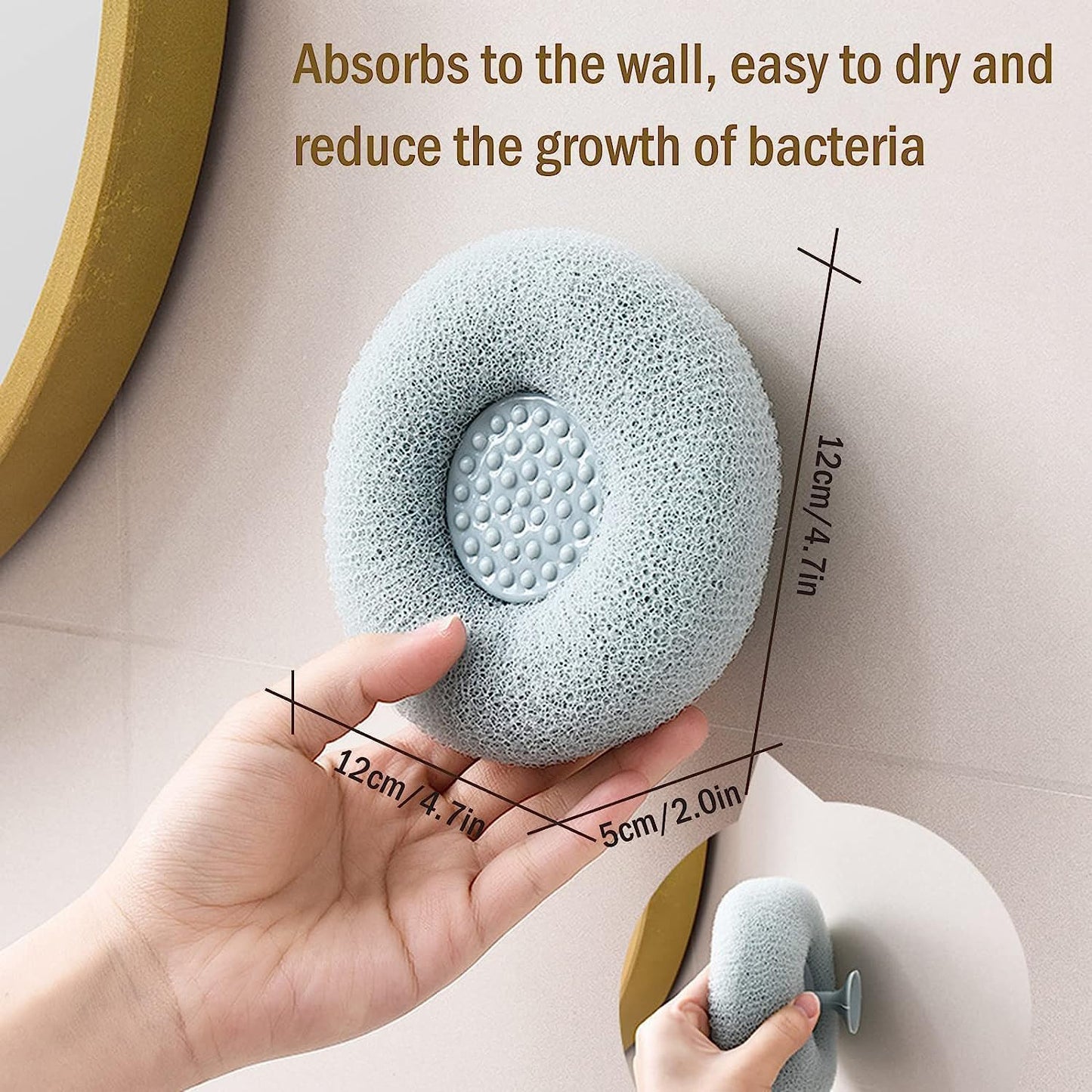 Wukusy soft bath sponge with flower design and suction cup for shower, exfoliating foam loofah for men and women.