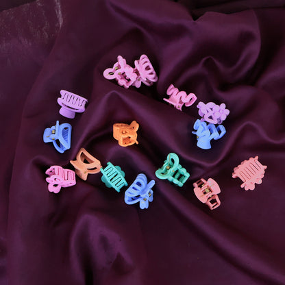 Set of three colorful plastic small hair clips for girls and kids, stylish hair accessories by Wukusy.