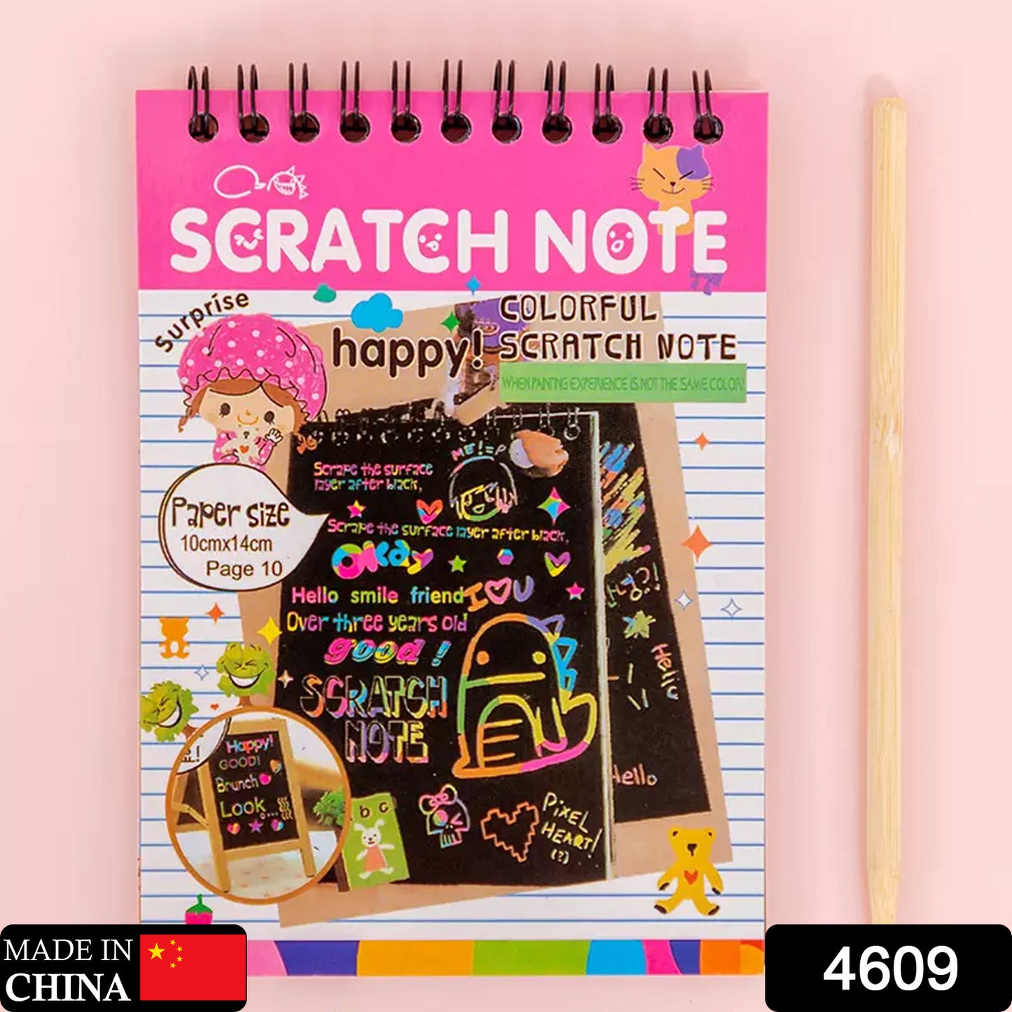 Wukusy Crafts Rainbow Art Scratch Paper Book with 10 colorful sheets for creative toy art projects