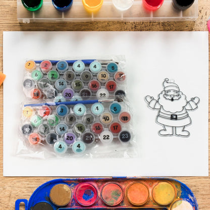 Wukusy Paint By Number Kits 2 set with 24 colors and 6 paint brushes, ideal for office or creative projects.