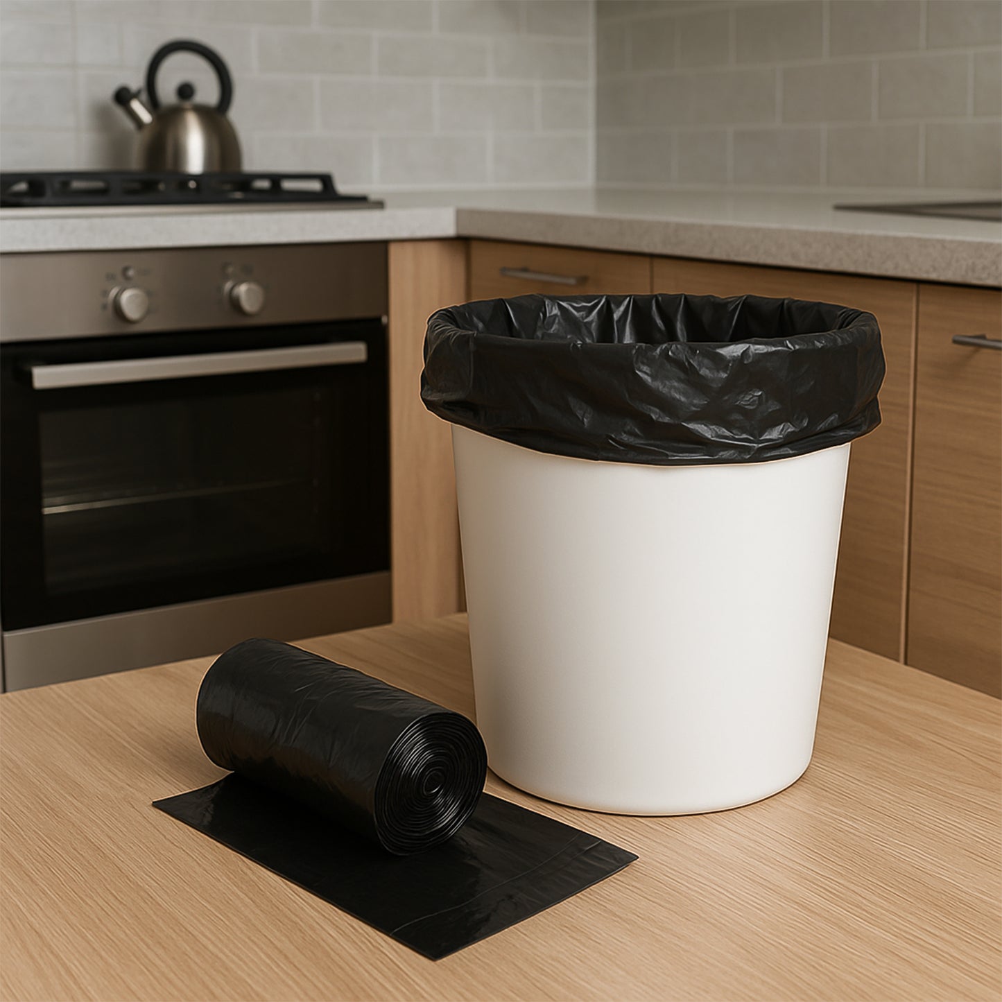 Wukusy garbage bags roll in mixed colors, 45x45 cm, single piece, suitable for home and kitchen waste disposal.