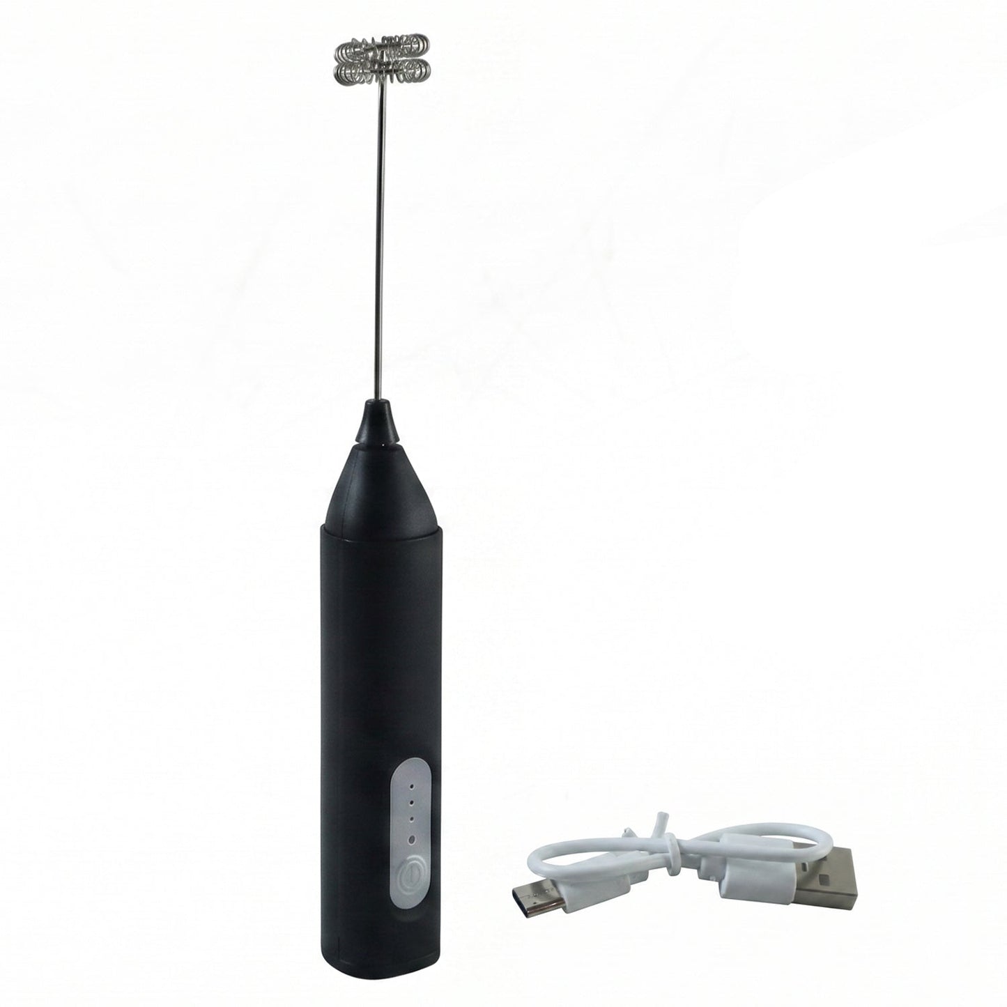 Wukusy handheld electric milk frother with battery, coffee foam maker and whisk mixer for frothing milk and creating coffee foam.