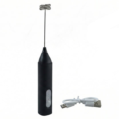 Wukusy handheld electric milk frother with battery, coffee foam maker and whisk mixer for frothing milk and creating coffee foam.