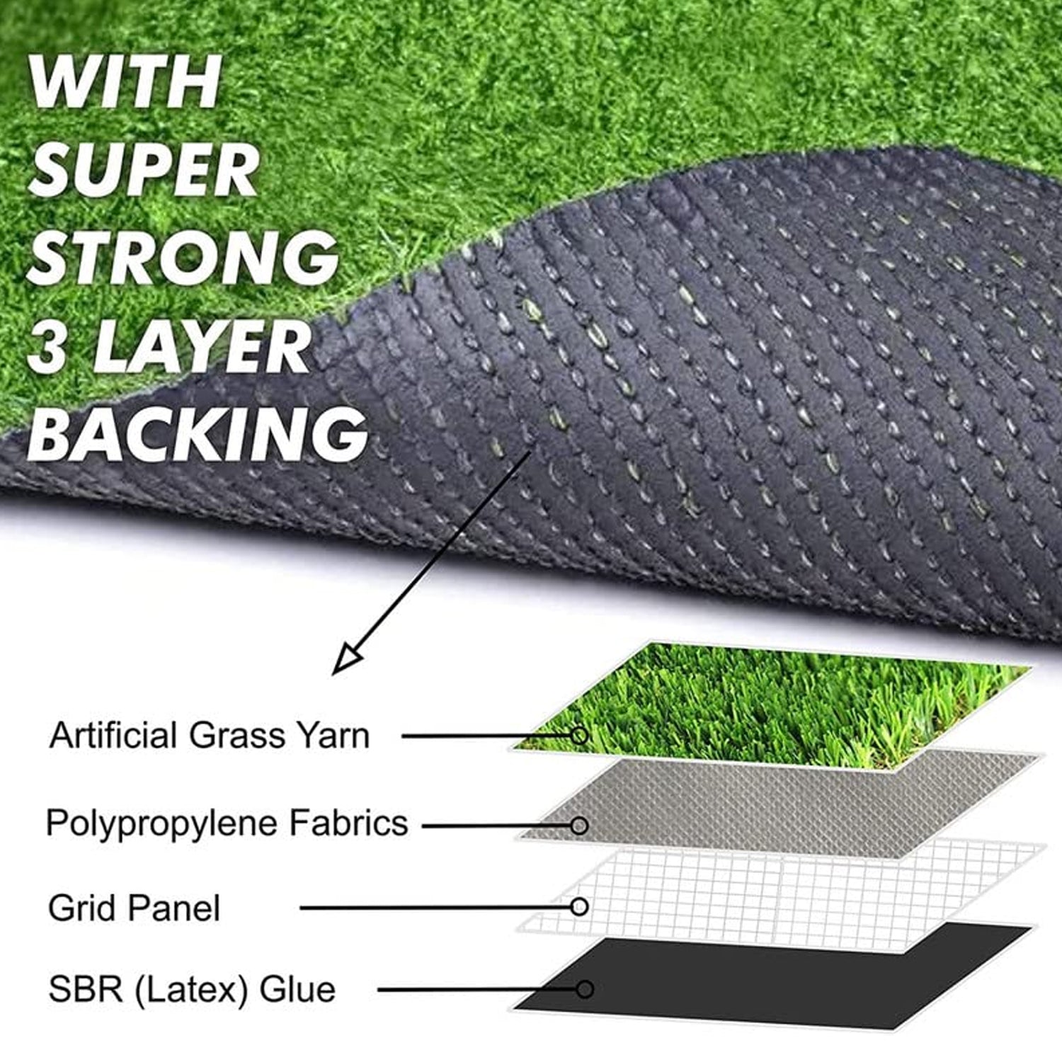 Wukusy artificial grass for balcony or doormat, soft and durable plastic turf carpet in 58x38cm size, suitable for outdoor use