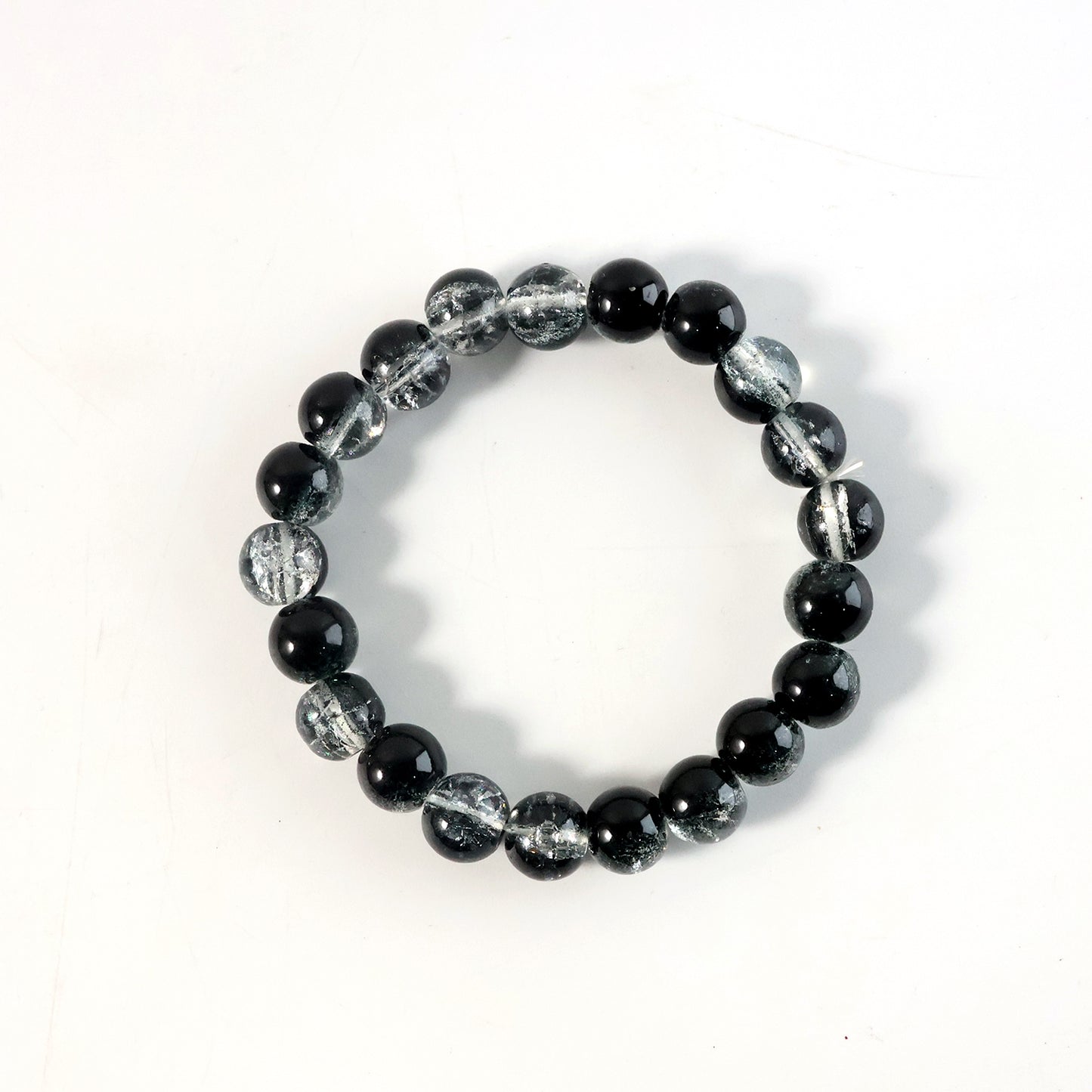 Elegant dual-tone crystal beaded stretch bracelet by Wukusy featuring sparkling beads and a flexible fit.