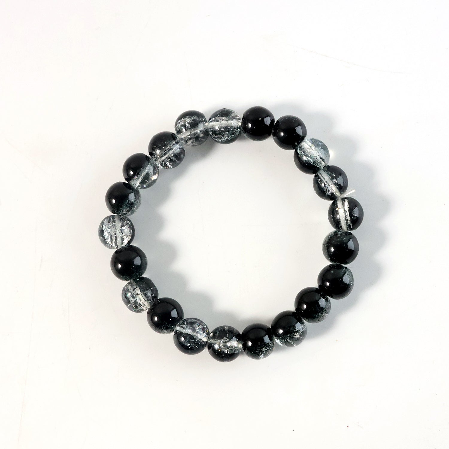 Elegant dual-tone crystal beaded stretch bracelet by Wukusy featuring sparkling beads and a flexible fit.