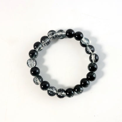 Elegant dual-tone crystal beaded stretch bracelet by Wukusy featuring sparkling beads and a flexible fit.